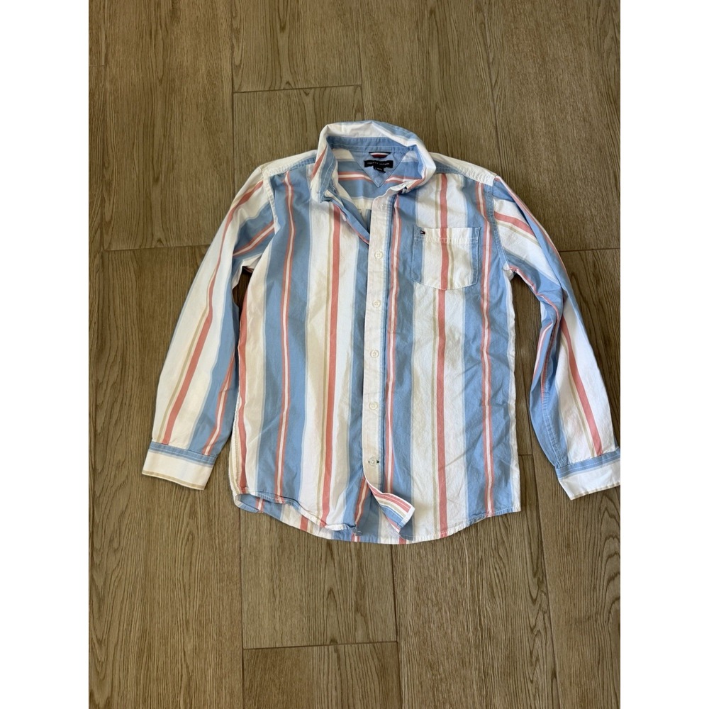 Y2K Tommy Hilfiger Shirt Boys Lg 14/16 Striped Button Down